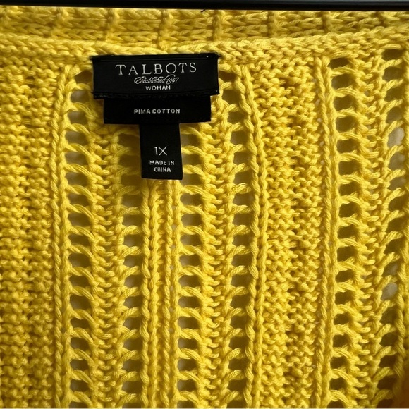 Talbots Open Stitch V Neck Button Down Pima Cotton Cable Knit Cardigan 1X - Picture 5 of 10